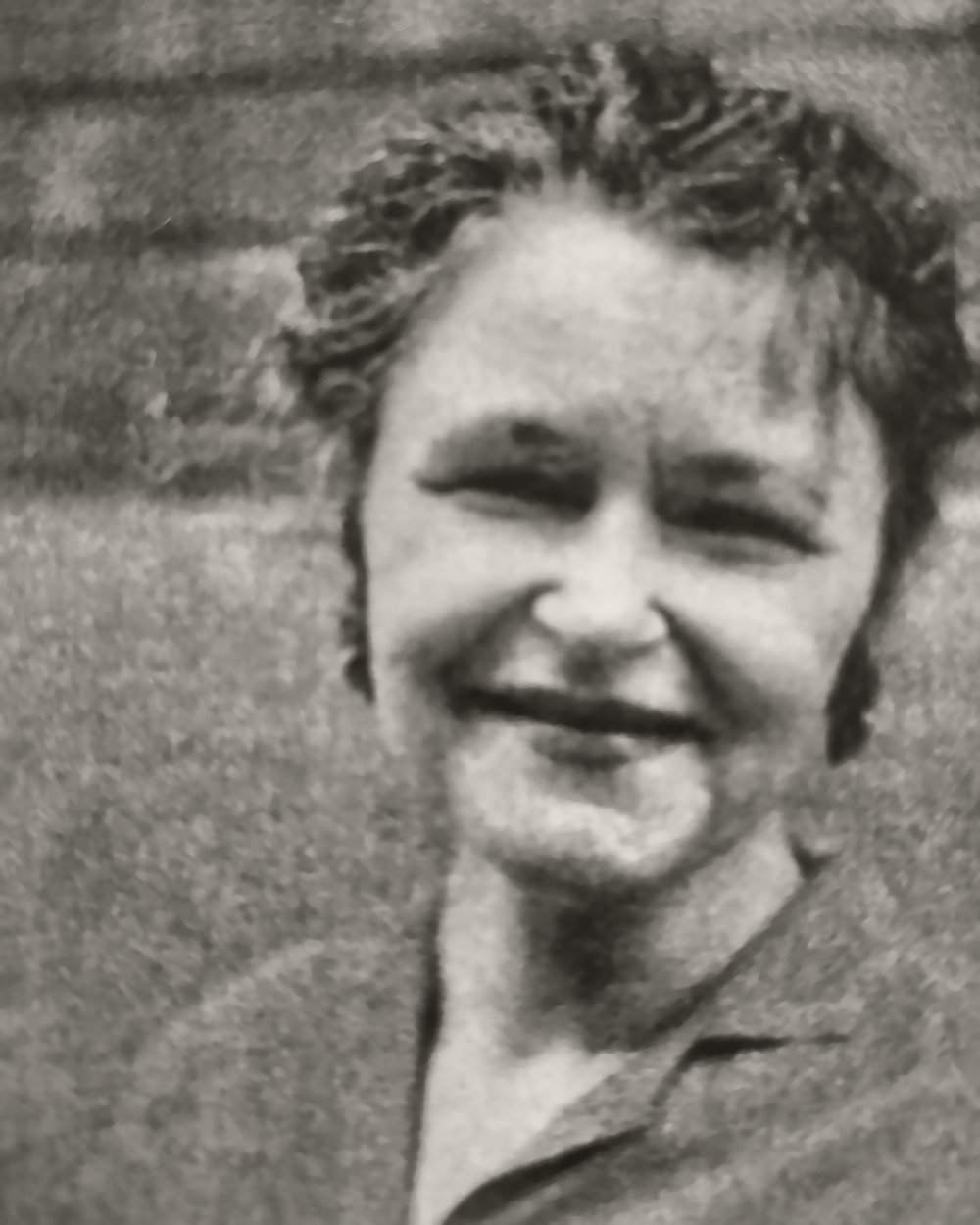 Mary Swaine, smiling, in an old black-and-white photograph.